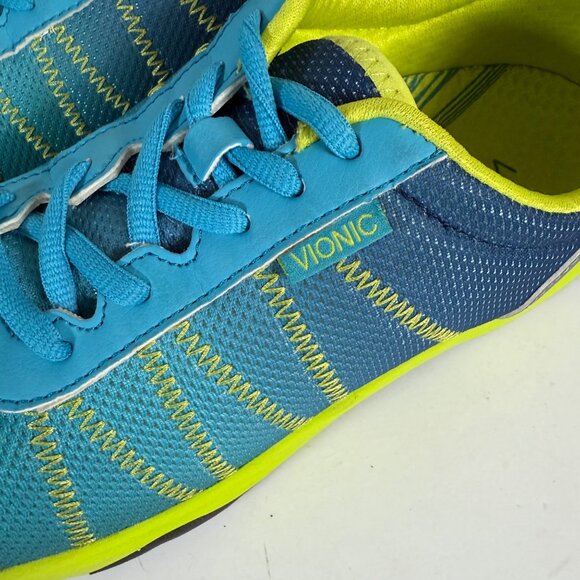 Vionic Womens Alliance Sneakers Size 8 Blue Neon Yellow Athletic Shoes Everyday - Picture 11 of 14